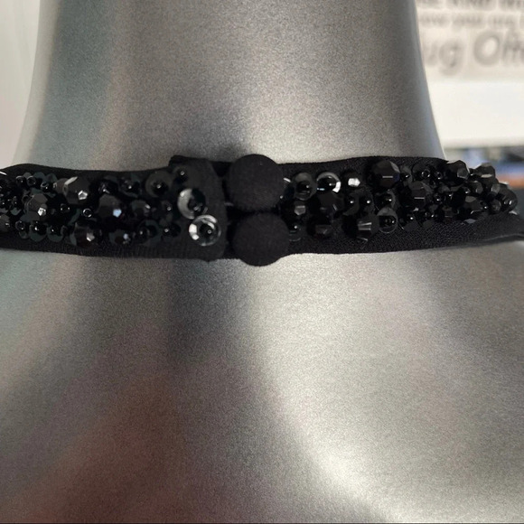 Evan Picone Black  Halter Dress Bead Detail High Low Dress Back Size 14 - Picture 6 of 7